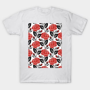 Print with Red Rose Inspired by Ukrainian Traditional Embroidery T-Shirt